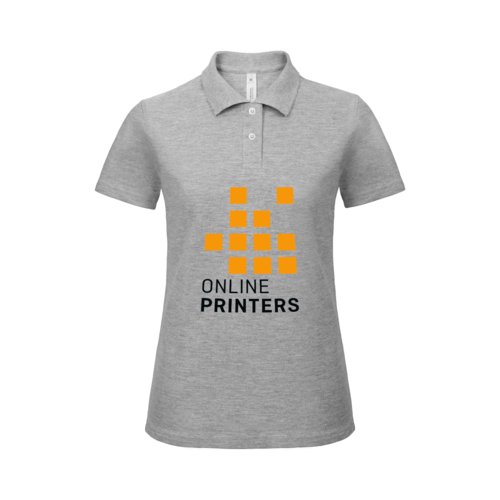 Polo de mujer gris jaspeado en algodn con tapeta de botones corta.