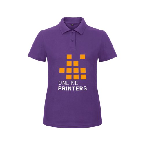 Polo de algodn violeta para mujer con tapeta de botones corta.