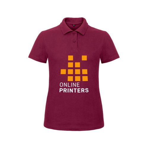 Polo de algodn burdeos para mujer con tapeta de botones corta.