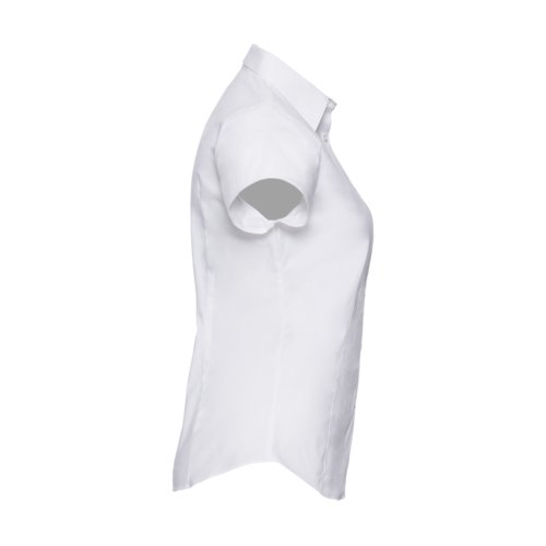 Blusa blanca de mezcla de algodn con mangas cortas.