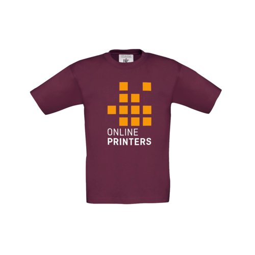 Camiseta de algodn color burdeos para nios con mangas cortas.