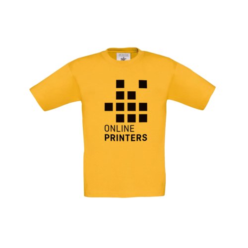 Camiseta infantil de algodn amarillo dorado con mangas cortas.