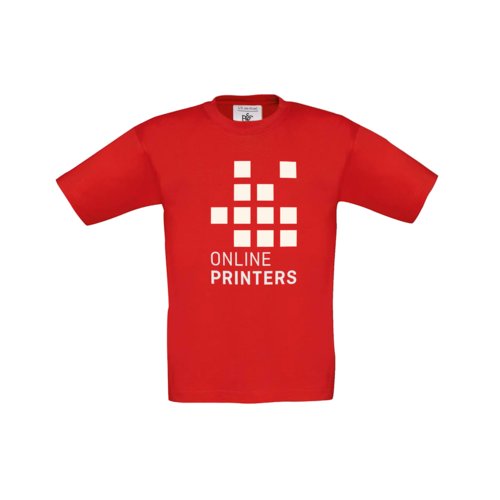 Camiseta roja de algodn para nios con mangas cortas.