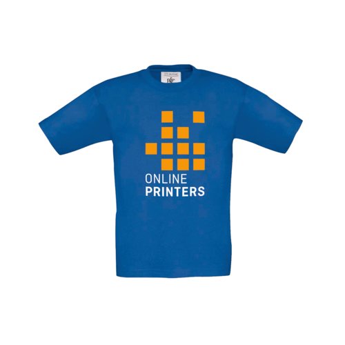 Camiseta infantil azul real de algodn con mangas cortas.