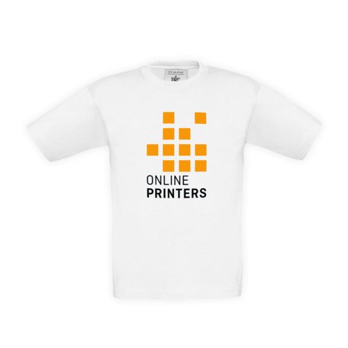 Camiseta blanca de algodn para nios con mangas cortas.