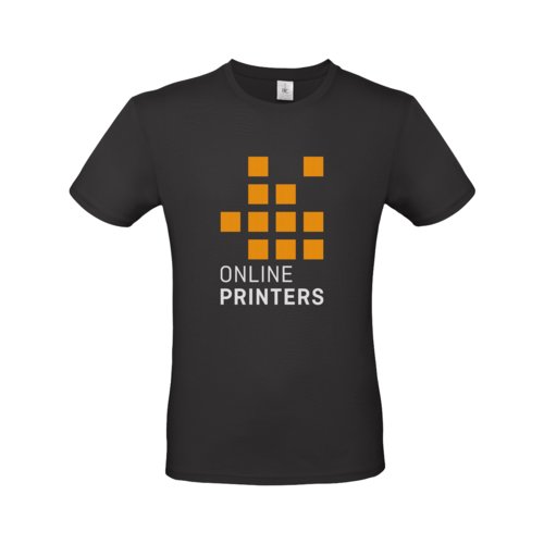Camiseta negra de algodn para hombre con mangas cortas.