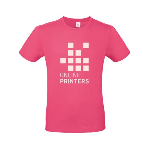 Camiseta de algodn fucsia para hombre con mangas cortas.