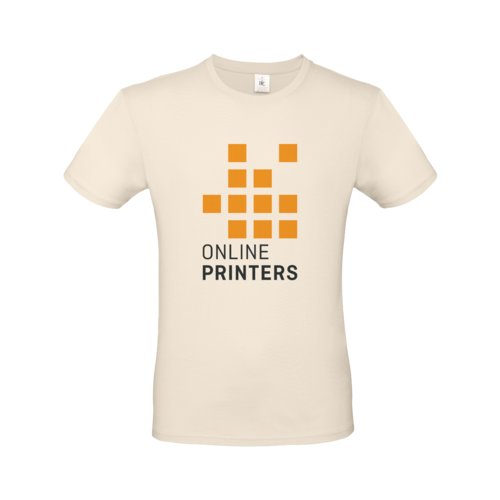 Camiseta beige de algodn para hombre con mangas cortas.
