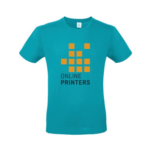 Camiseta turquesa de algodn para hombre con mangas cortas.