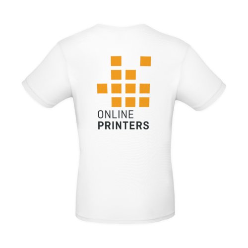 Camiseta blanca de algodn para hombre con mangas cortas.