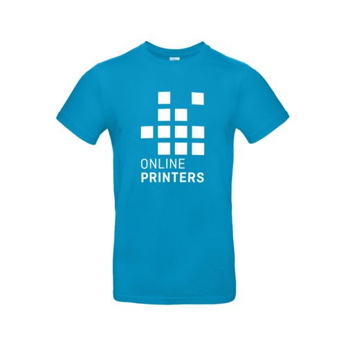 Camiseta de algodn azul atoln para hombre con mangas cortas.