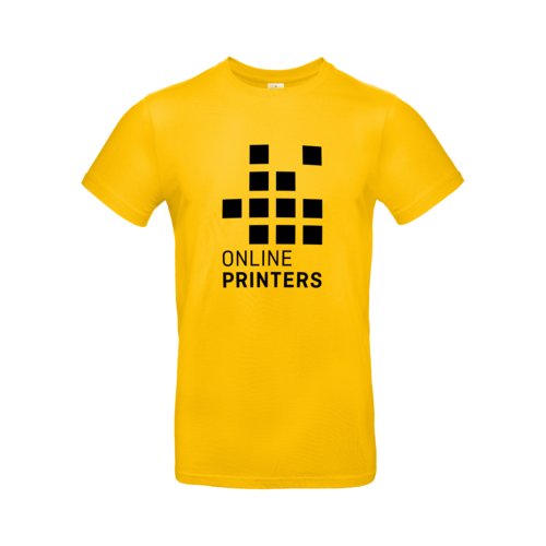 Camiseta de algodn amarillo dorado para hombre con mangas cortas.