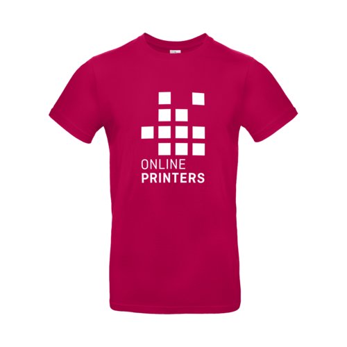 Camiseta de algodn fucsia para hombre con mangas cortas.