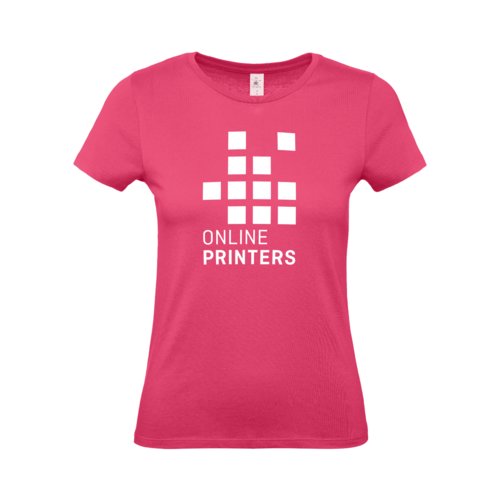 Camiseta de algodn fucsia para mujer con mangas cortas.