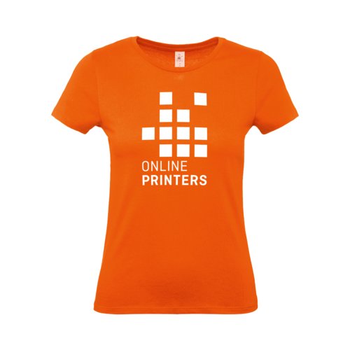 Camiseta naranja de algodn para mujer con mangas cortas.