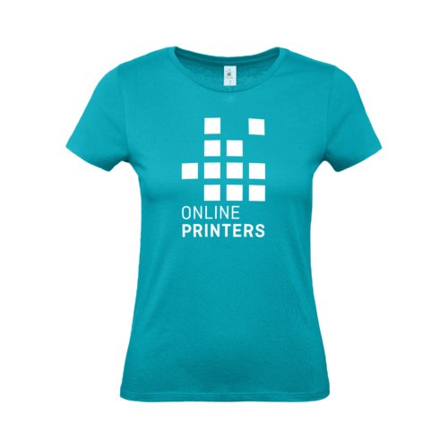 Camiseta turquesa de algodn para mujer con mangas cortas.