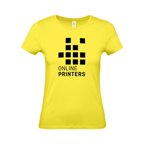 Camiseta amarilla de algodn para mujer con mangas cortas.