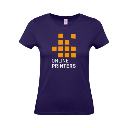 Camiseta de algodn de color violeta oscuro para mujer con mangas cortas.
