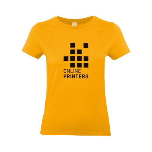 Camiseta de algodn de color albaricoque para mujer con mangas cortas.