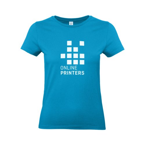Camiseta de algodn azul atoln para mujer con mangas cortas.