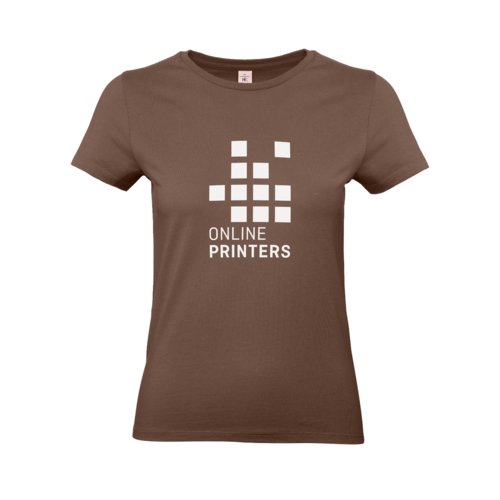 Camiseta marrn de algodn para mujer con mangas cortas.