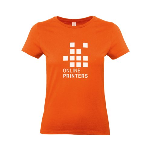 Camiseta naranja de algodn para mujer con mangas cortas.