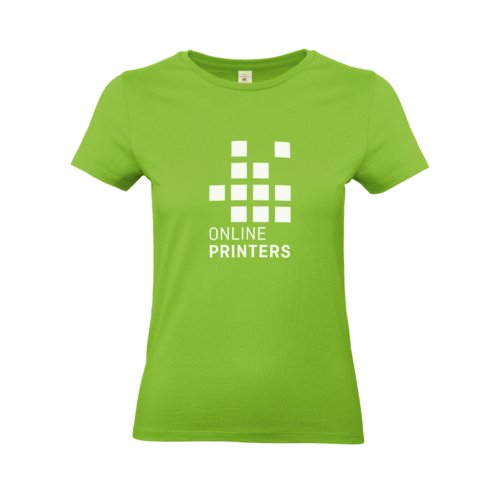 Camiseta de algodn verde manzana para mujer con mangas cortas y cuello redondo.