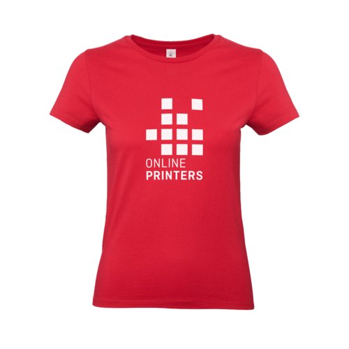 Camiseta roja de algodn para mujer con mangas cortas.