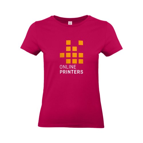 Camiseta de algodn fucsia para mujer con mangas cortas.