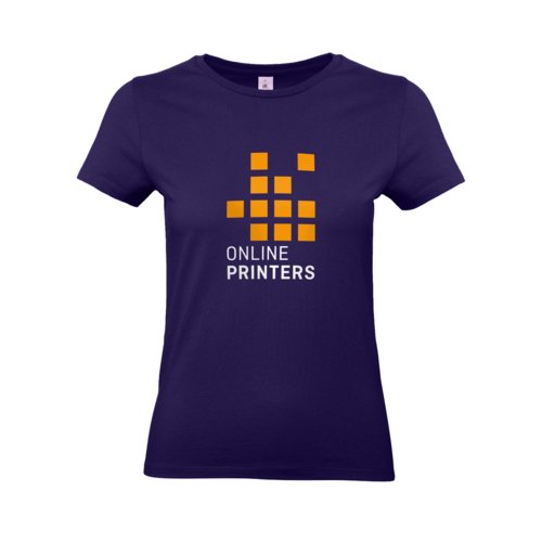 Camiseta de algodn morado oscuro para mujer con mangas cortas.