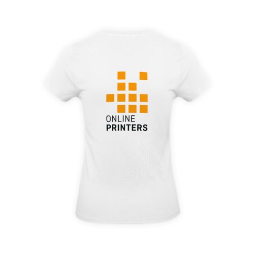 Camiseta blanca de algodn para mujer con mangas cortas.