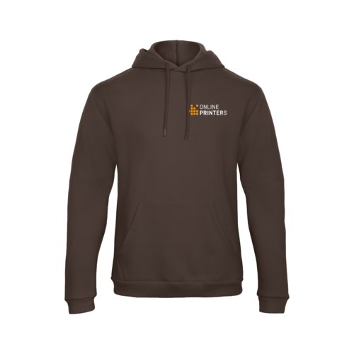 Sudadera con capucha marrn de polister y algodn para hombre con cordn y bolsillo tipo canguro.