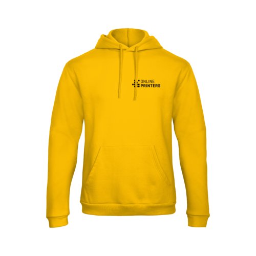 Sudadera con capucha amarilla dorada en mezcla de algodn con capucha y bolsillo canguro.