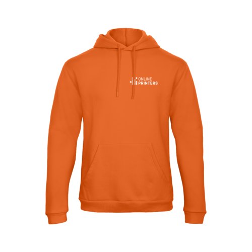 Sudadera con capucha naranja de tela mixta con capucha y bolsillo tipo canguro.