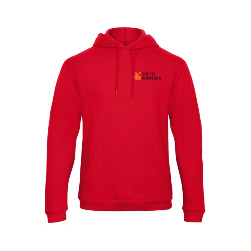 Sudadera roja de mezcla de algodn con capucha y bolsillo tipo canguro.