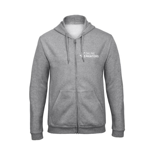 Chaqueta de chndal gris jaspeado de mezcla de polister y algodn con cremallera completa y capucha.