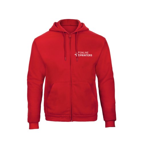 Chaqueta de chndal roja de mezcla de algodn con capucha y cremallera completa para hombre.