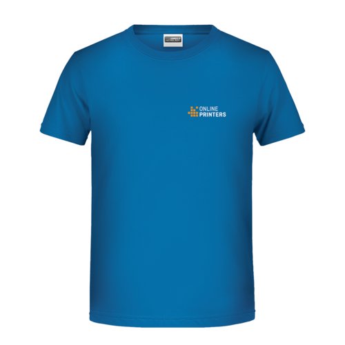Camiseta azul oscuro de algodn con mangas cortas.