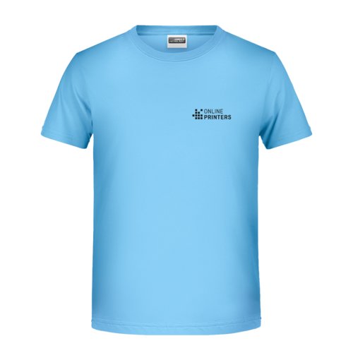 Camiseta de algodn azul cielo con mangas cortas.