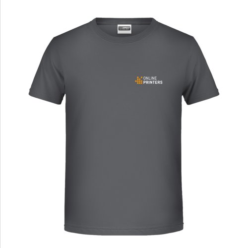 Camiseta de algodn gris oscuro con mangas cortas.