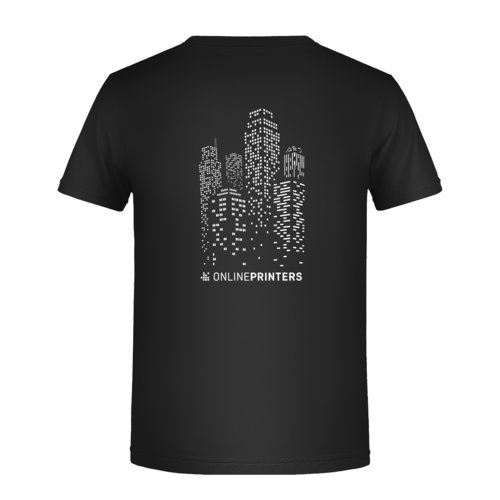 Camiseta negra de algodn para nios con mangas cortas.