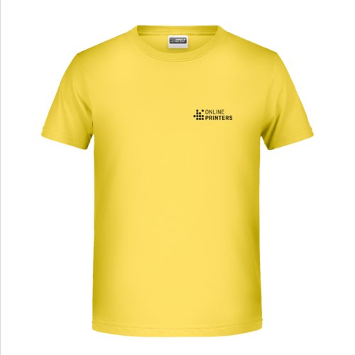 Camiseta amarilla de algodn para nios con mangas cortas.