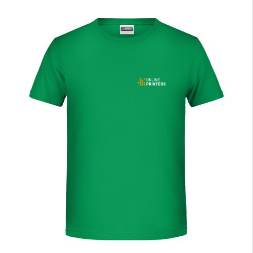Camiseta verde de algodn para nios con mangas cortas.