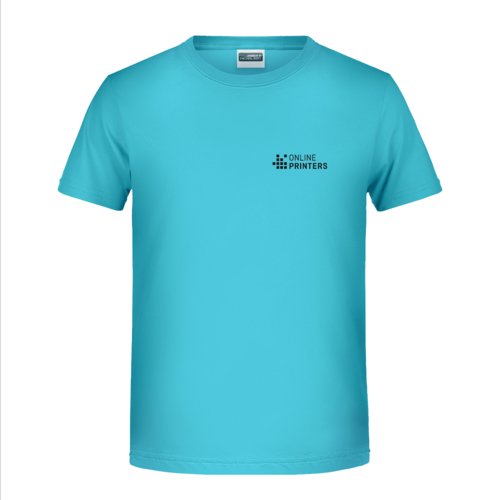 Camiseta turquesa de algodn con mangas cortas.