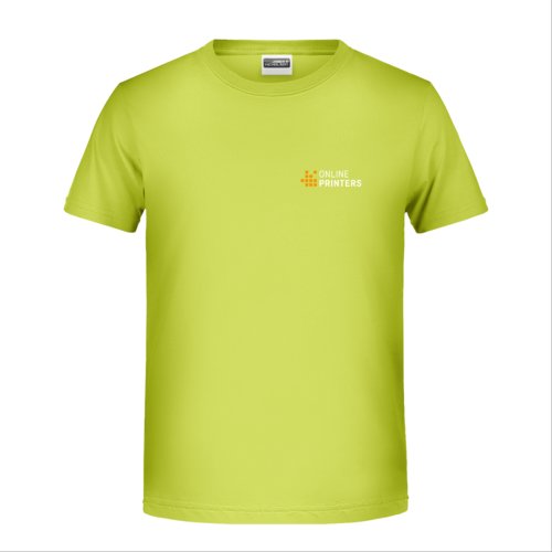 Camiseta de algodn amarillo nen con mangas cortas y cuello redondo.