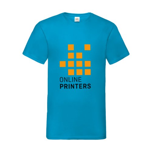 Camiseta de algodn azul celeste con cuello en V para hombre.