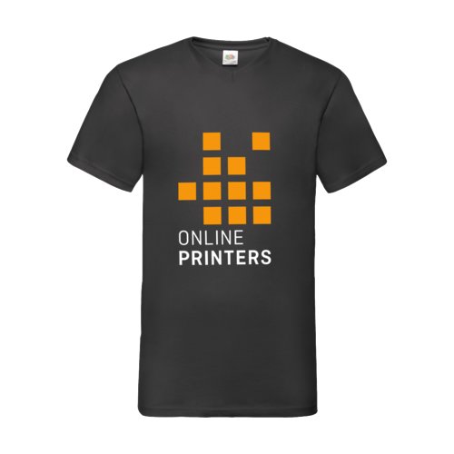Camiseta negra de algodn con cuello en V para hombre.