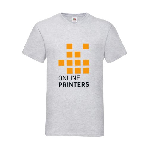 Camiseta de algodn gris jaspeado con cuello en V para hombre.