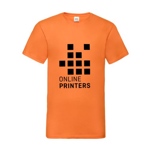 Camiseta naranja de algodn con cuello en V para hombre.