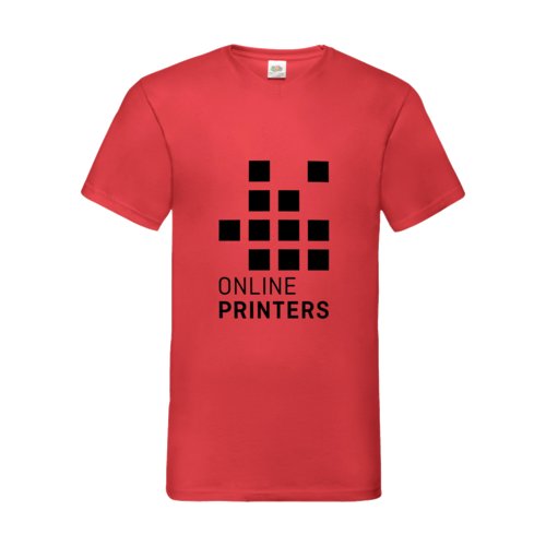 Camiseta roja de algodn con cuello en V para hombre.